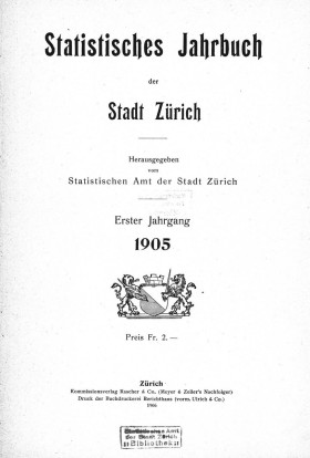 Statistisches Jahrbuch der Stadt Zürich 1905