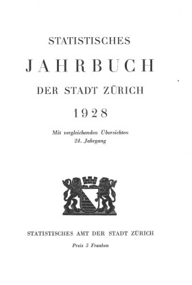 Statistisches Jahrbuch der Stadt Zürich 1928