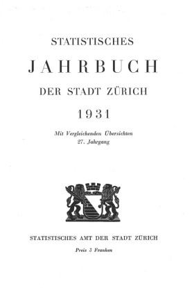Statistisches Jahrbuch der Stadt Zürich 1931