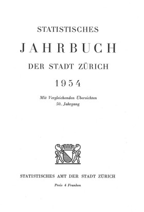 Statistisches Jahrbuch der Stadt Zürich 1954