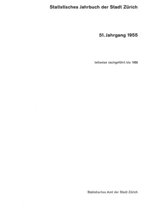 Statistisches Jahrbuch der Stadt Zürich 1955