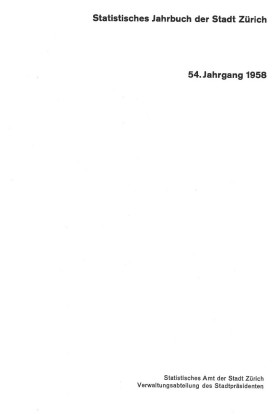 Statistisches Jahrbuch der Stadt Zürich 1958