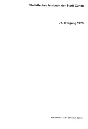 Statistisches Jahrbuch der Stadt Zürich 1978