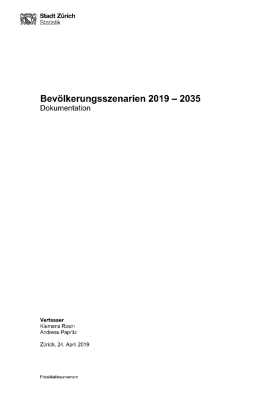 Bevölkerungsszenarien 2019 – 2030 Dokumentation