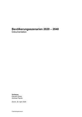 Bevölkerungsszenarien 2020 – 2040 Dokumentation