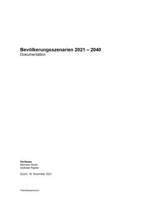 Bevölkerungsszenarien 2020 – 2040 Dokumentation