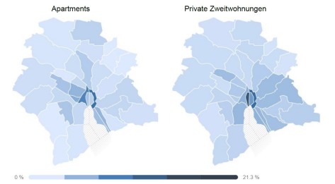 Grafik 2: Anteil Apartments und private Zweitwohnungen pro Stadtquartier 2020