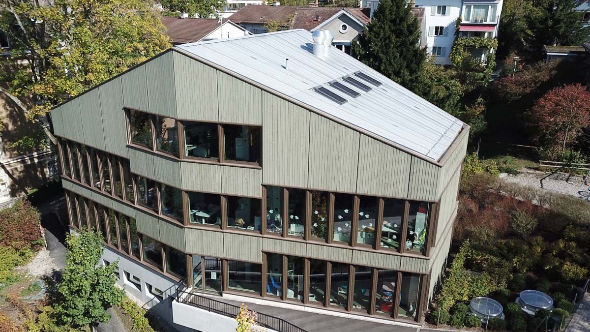 Haus aus Holz von oben