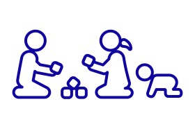 Illustration Kinder beim Spielen mit Bauklötzen