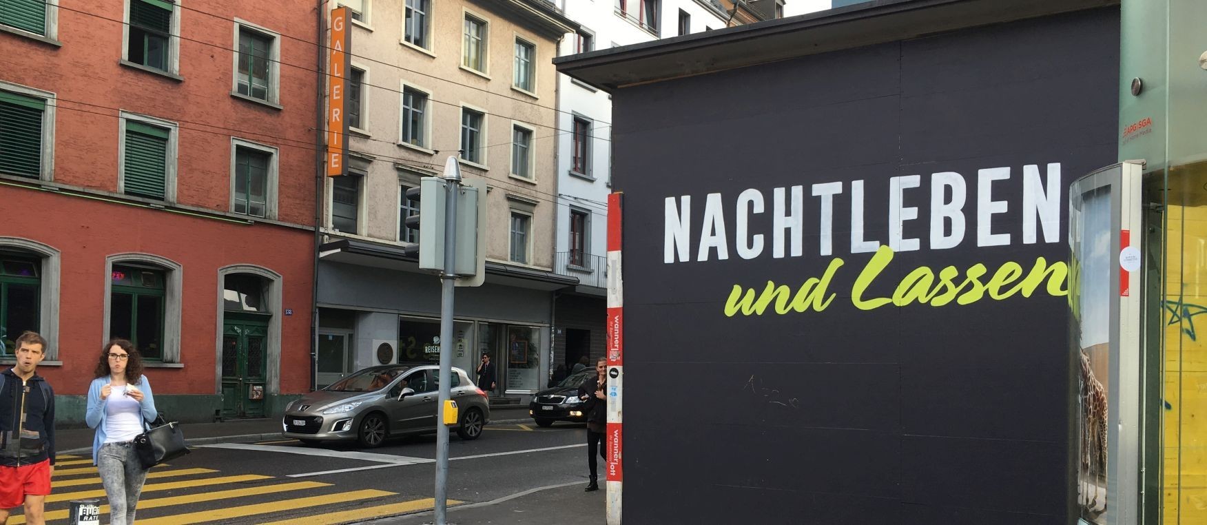 Plakat Nachtleben und Lassen in der Stadt Zürich.
