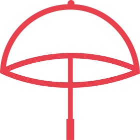 Das Symbol für den Strichplatz: Ein roter Regenschirm
