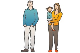 Symbolbild: Ein Mann steht neben einer Frau, die ein kleines Mädchen auf dem Arm trägt.