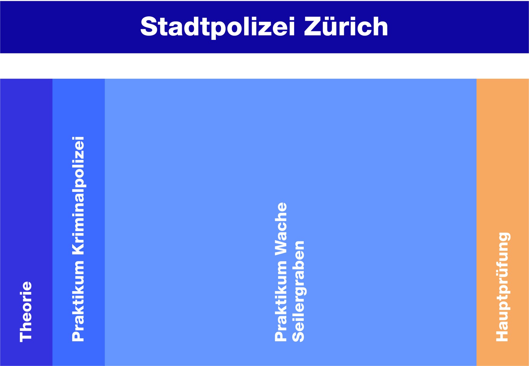 Grafik zum Ablauf des zweiten Ausbildungsjahres bei der Stadtpolizei Zürich.