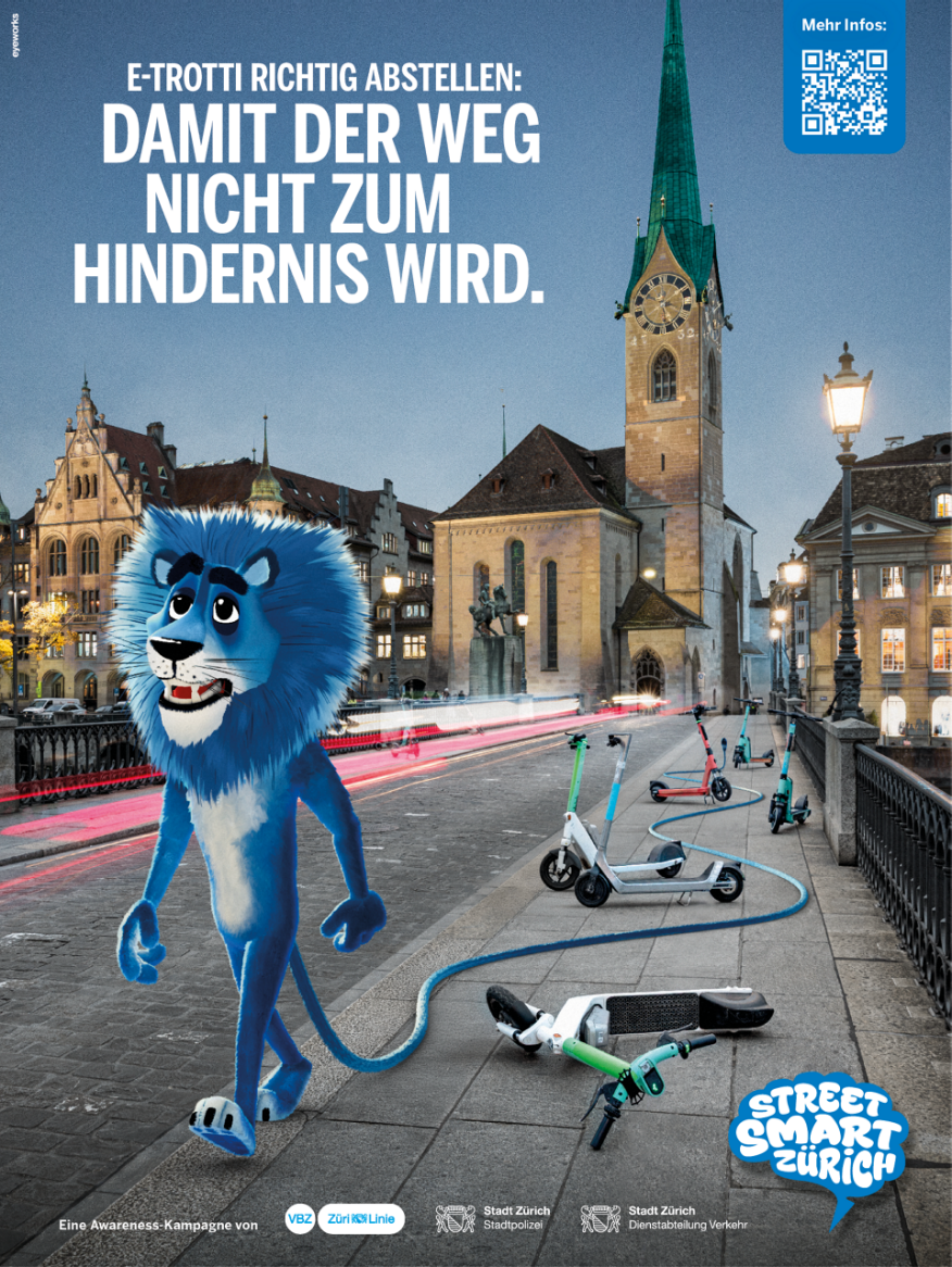 Plakat E-Trottinett richtig abstellen
