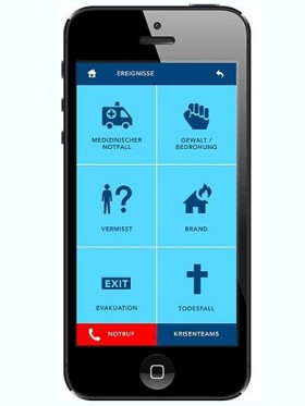 Einstiegsseite Notfall-App