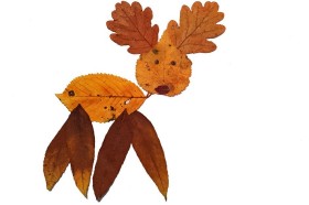 Hirsch gebastelt aus Herbstblättern