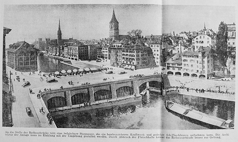 Kaum zu glauben: Schleuse bei der Rathausbrücke, aus «Die Tat» vom 20. Mai 1938.