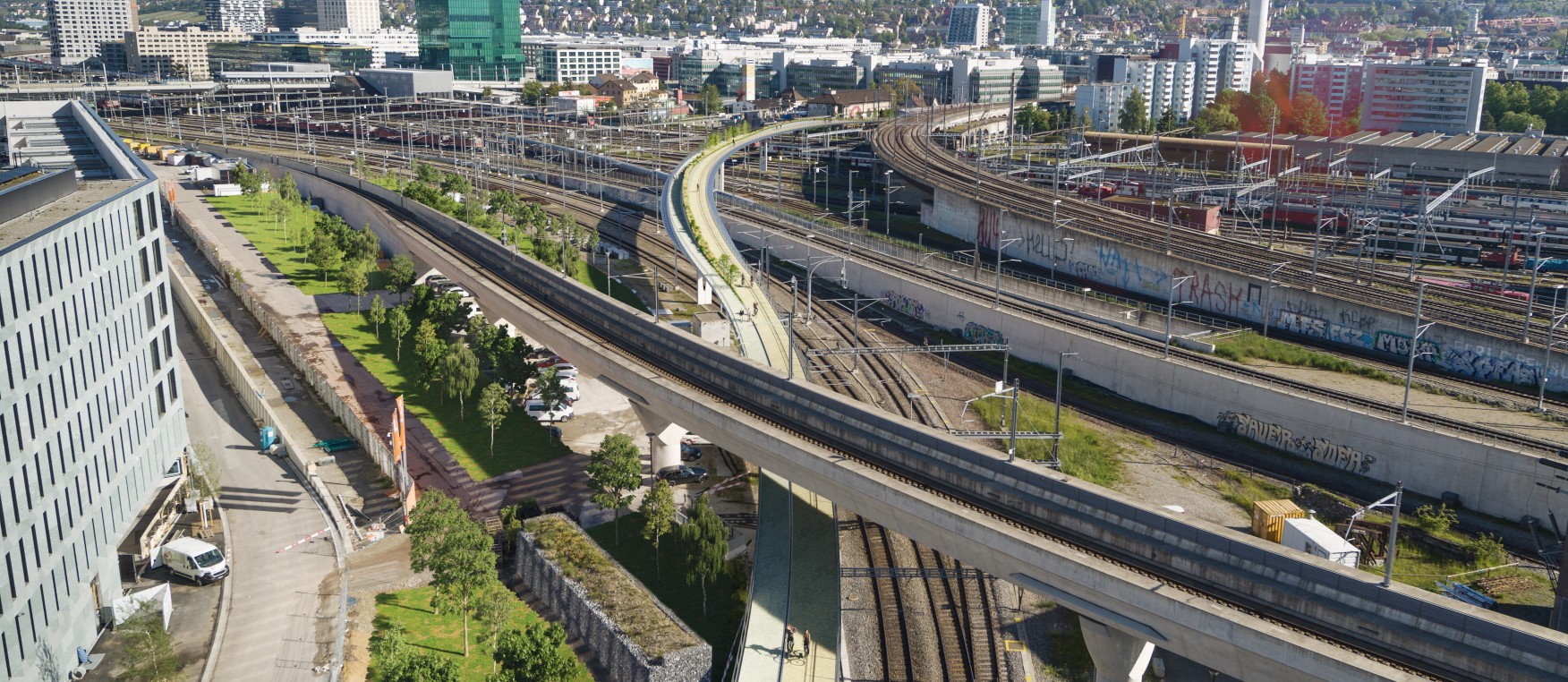 Die Brücke wird vom PJZ zum Lettenviadukt reichen (Visualisierung)