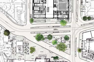 Visualisierung des kleinen Stadtgartens in der Mitte des Heimplatzes (© nightnurse images)