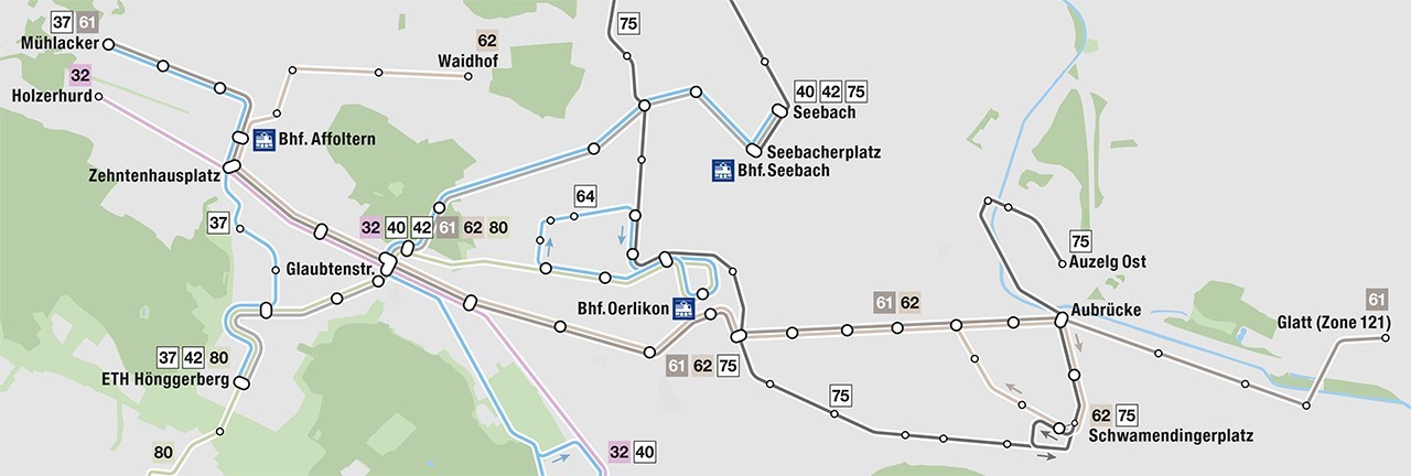 Plan Bus-Linien Zürich-Nord