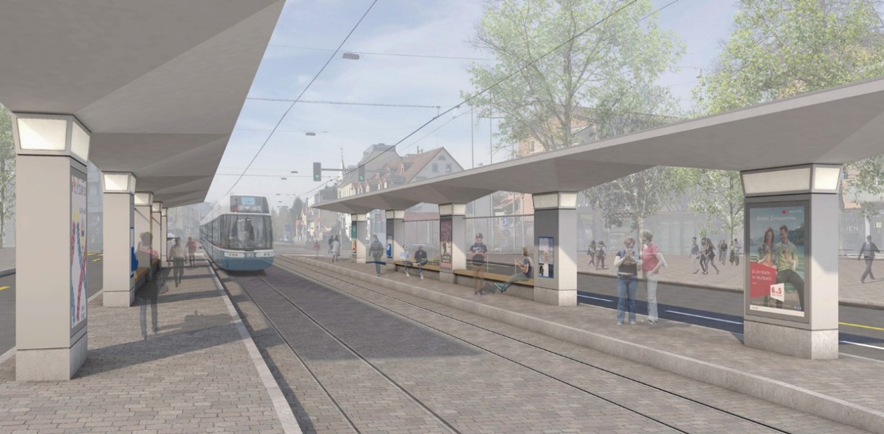 Visualisierung Tramhaltestelle Zehntenhausplatz