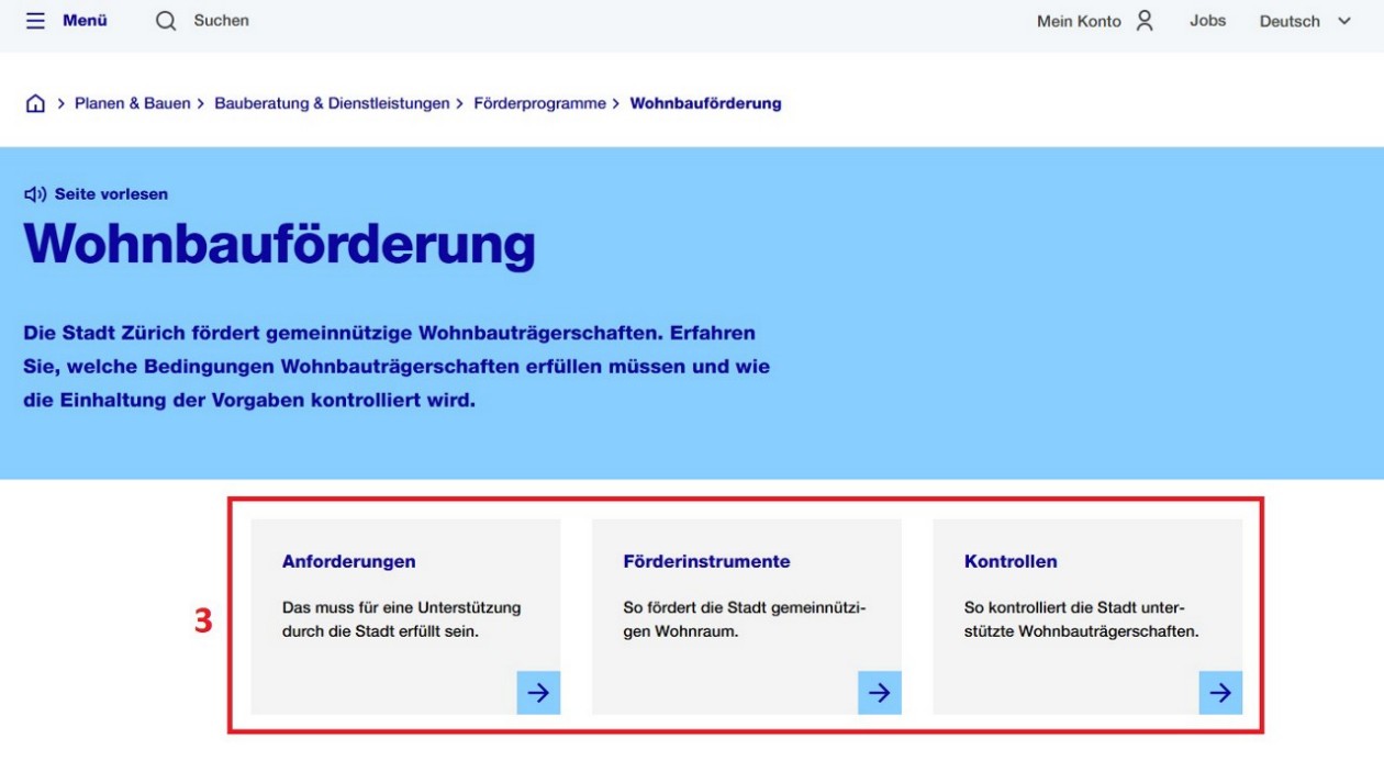 Unterseiten werden am Seitenanfang aufgelistet.