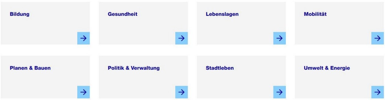 Die städtische Website ist neu in acht Hauptthemen gegliedert.