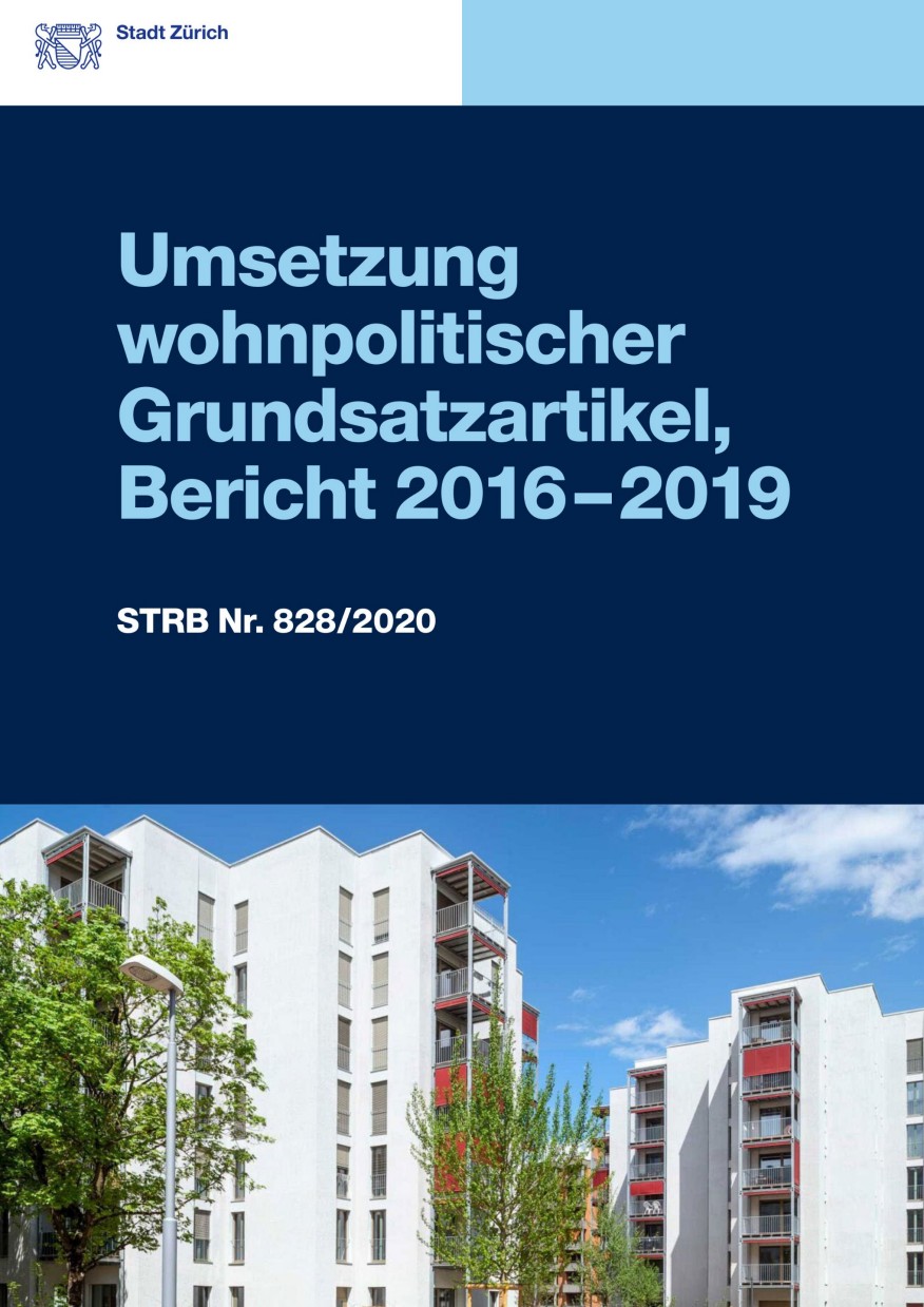 Umsetzung wohnpolitischer Grundsaztartikel, Bericht 2016–2019 Abbildung des Deckblatts des Berichts