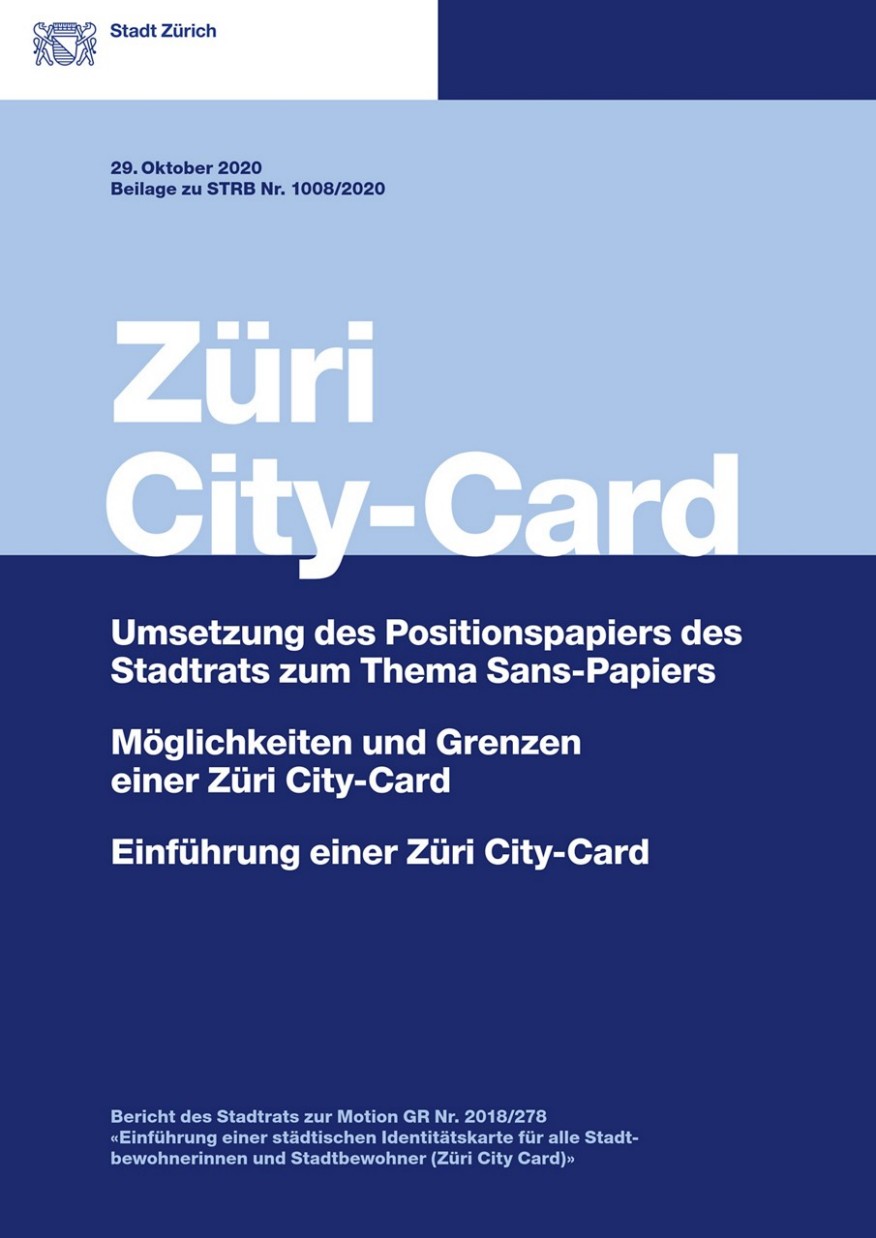 Bericht «Züri City-Card» Titelseite des Berichts