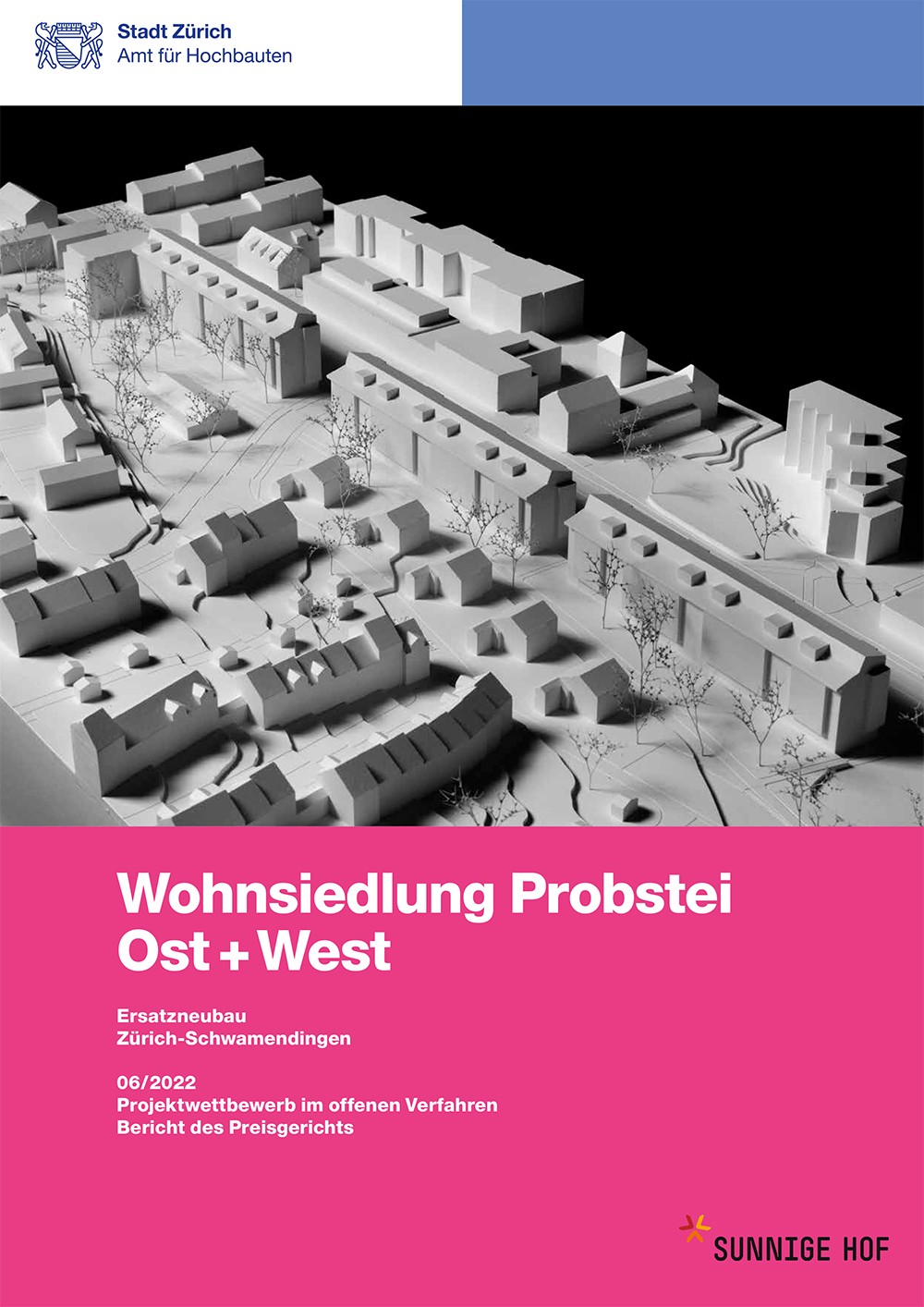 Titelseite Jurybericht Wohnsiedlung Probstei Ost + West mit Modellfotografie.