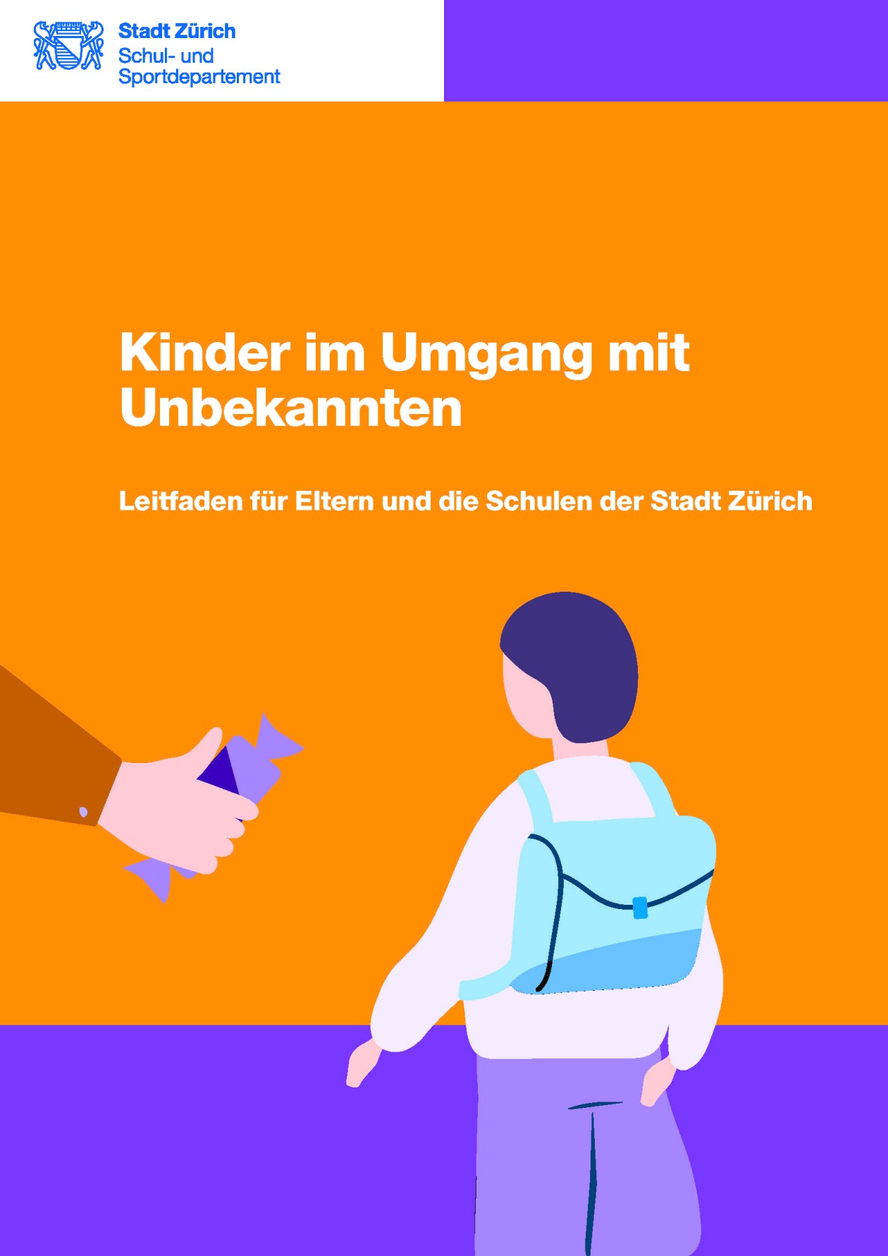 Titelseite des Leitfadens Kinder im Umgang mit  Unbekannten