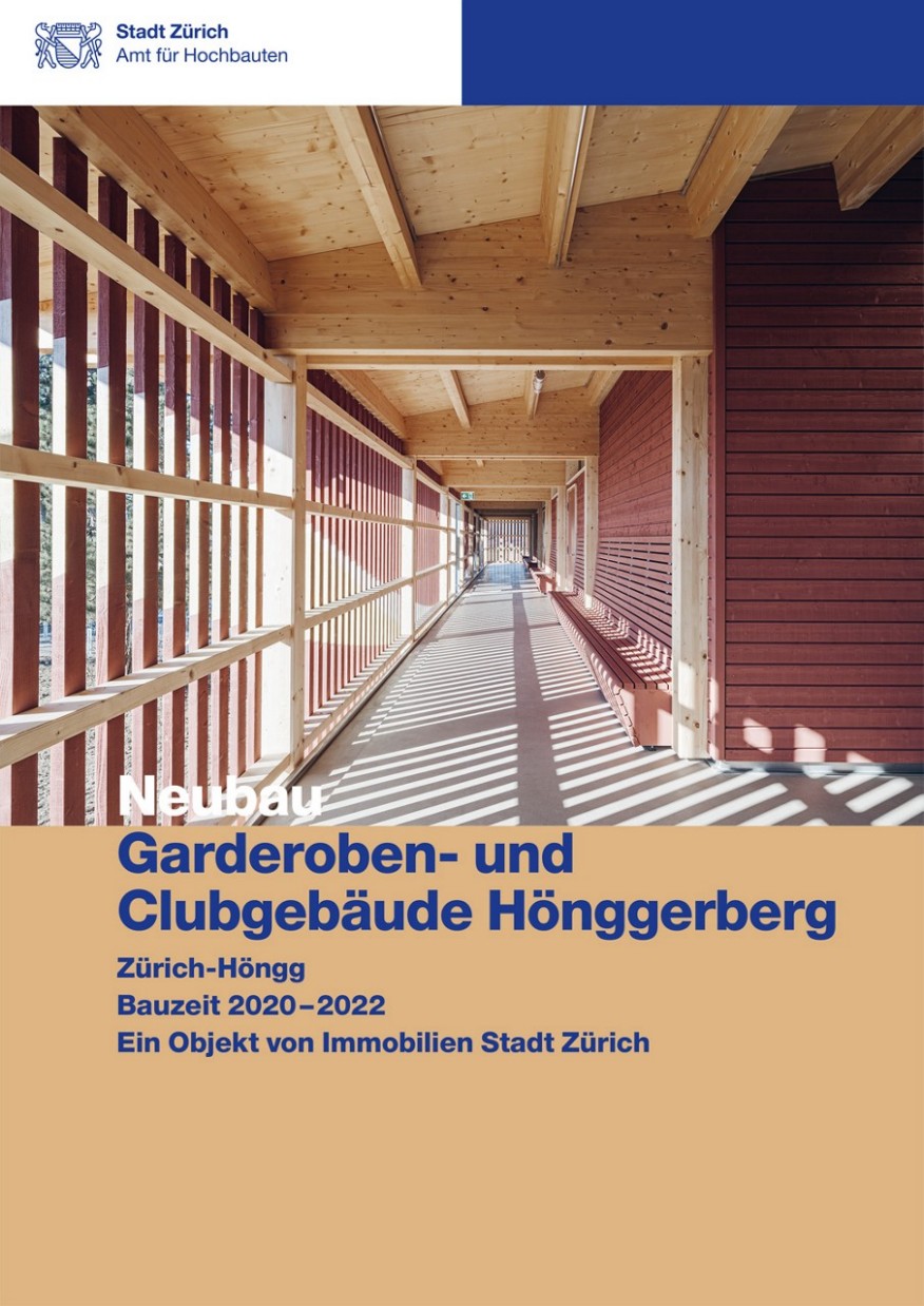Titelseite Baudokumentation Garderoben- und Clubgebäude Hönggerberg Titelseite Baudokumentation Neubau Garderoben- und Clubgebäude mit Blick in den umlaufenden Laubengang.
