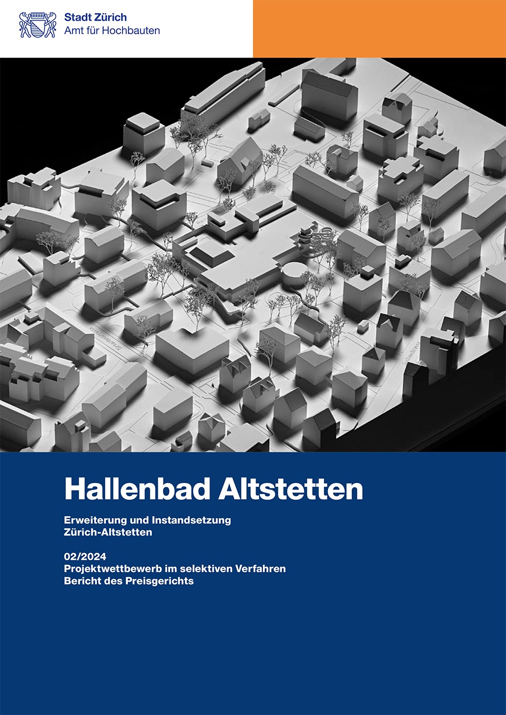 Titelseite Jurybericht Hallenbad Altstetten mit Modellfotografie.