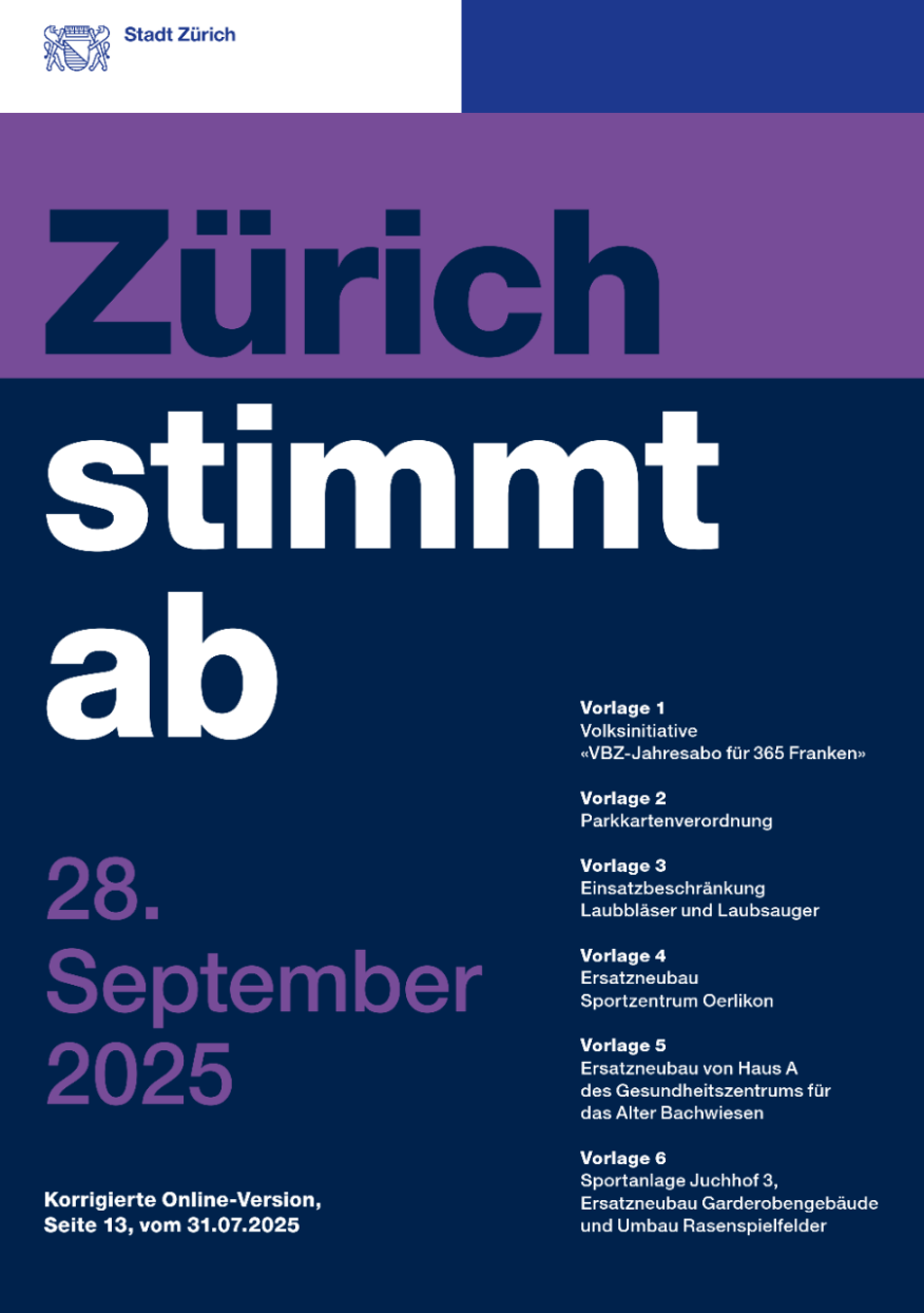 Titelseite der Abstimmungspublikation 28. September 2025 Titelseite der Abstimmungspublikation 28. September 2025
