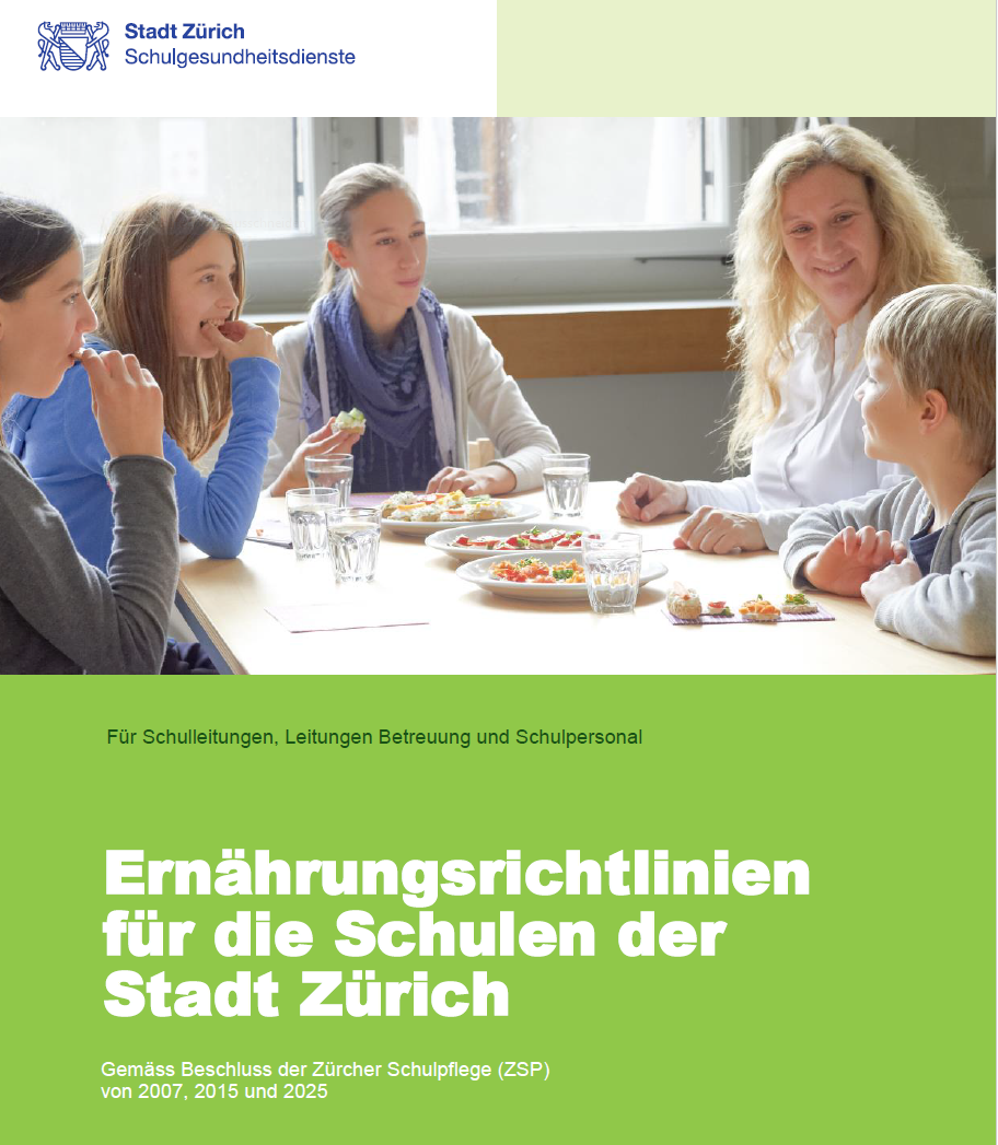 Titelseite der Ernährungsrichtlinien für die Schulen der Stadt Zürich
