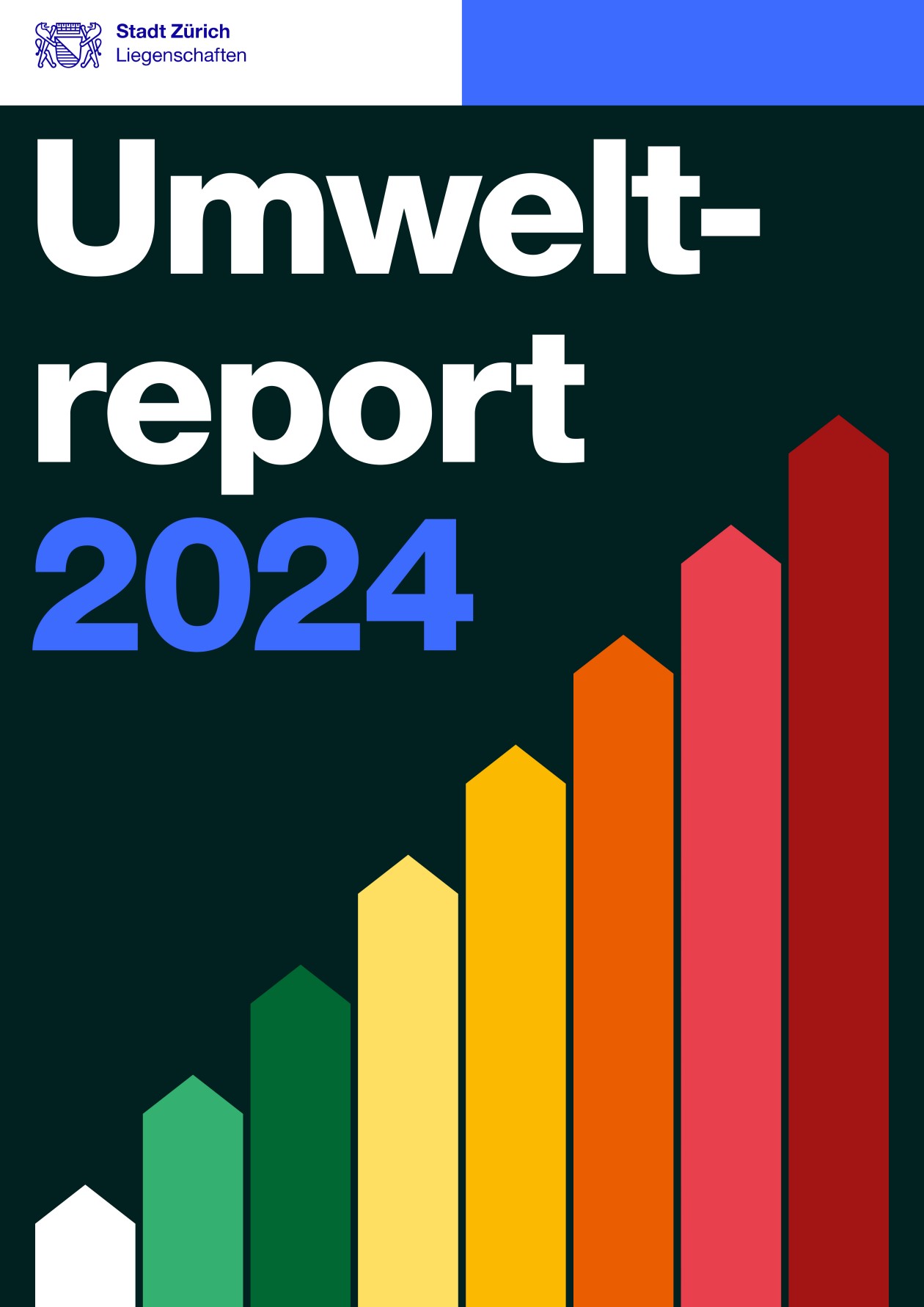 Titelbild des Umweltreports mit farbigen Balken.
