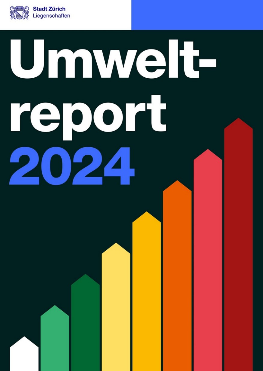 Titelbild des Umweltreports mit farbigen Balken.