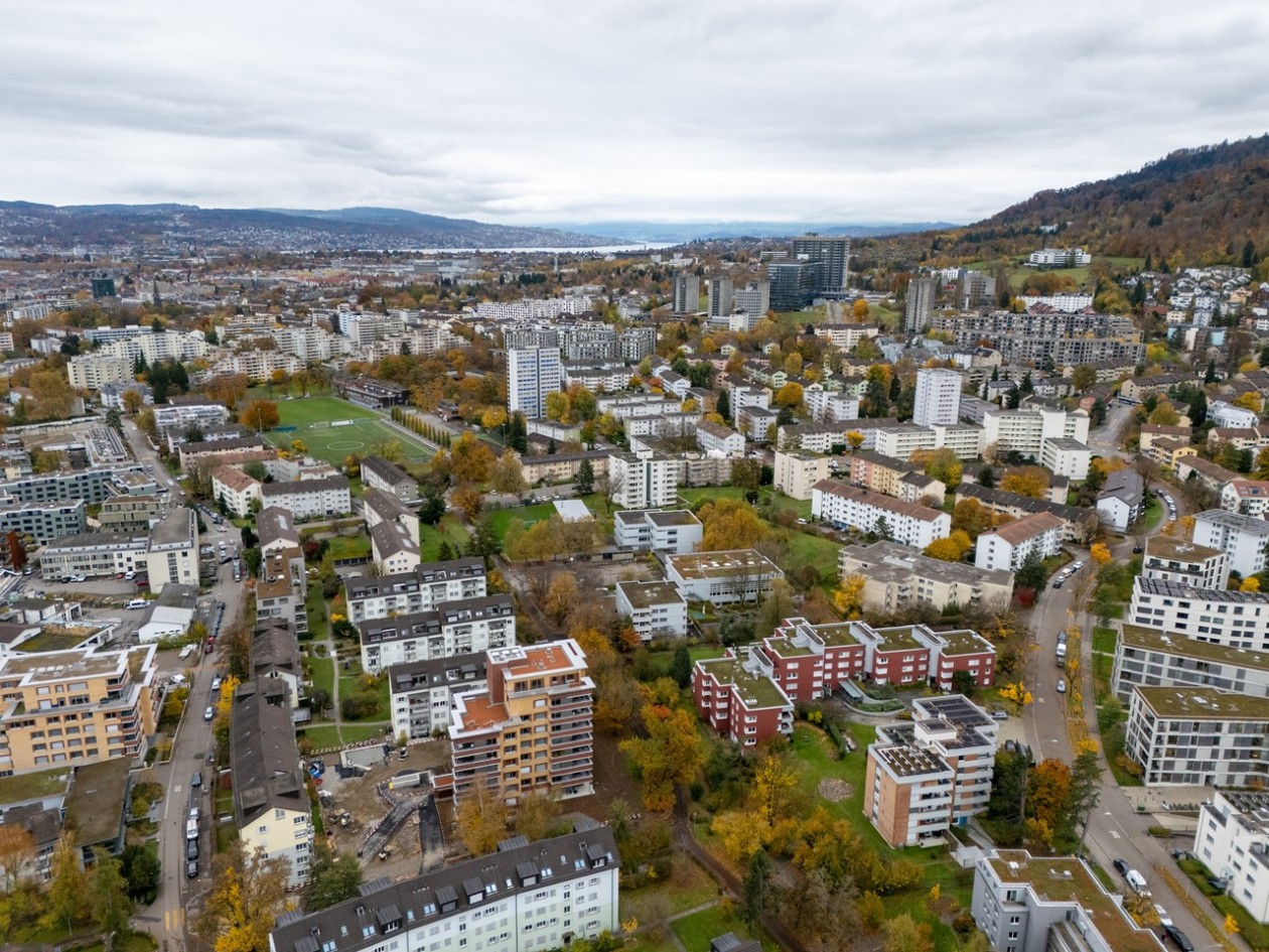 Blick auf Langgrüt und die Stadt Zürich