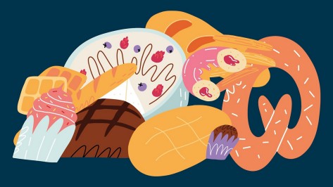 Illustration von Backwaren