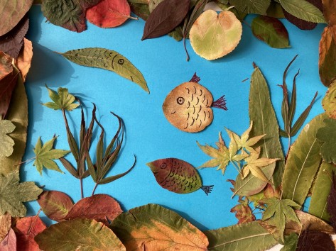 Herbstblätter Familien Eine Kollage aus Herbstblättern.