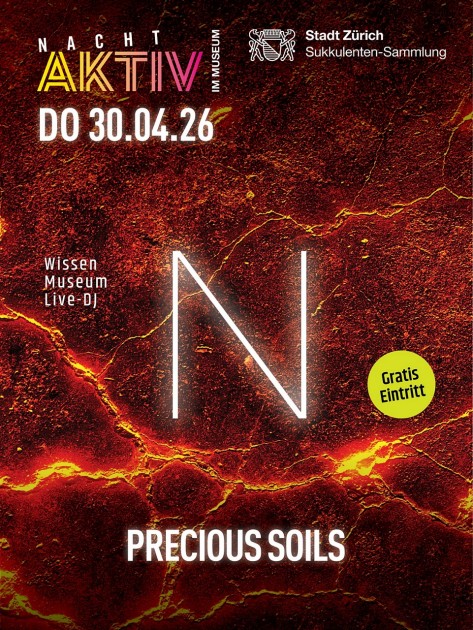 Auf schwarzem Hintergrung Text zur Veranstaltung und Querschnitt von einem Kaktus