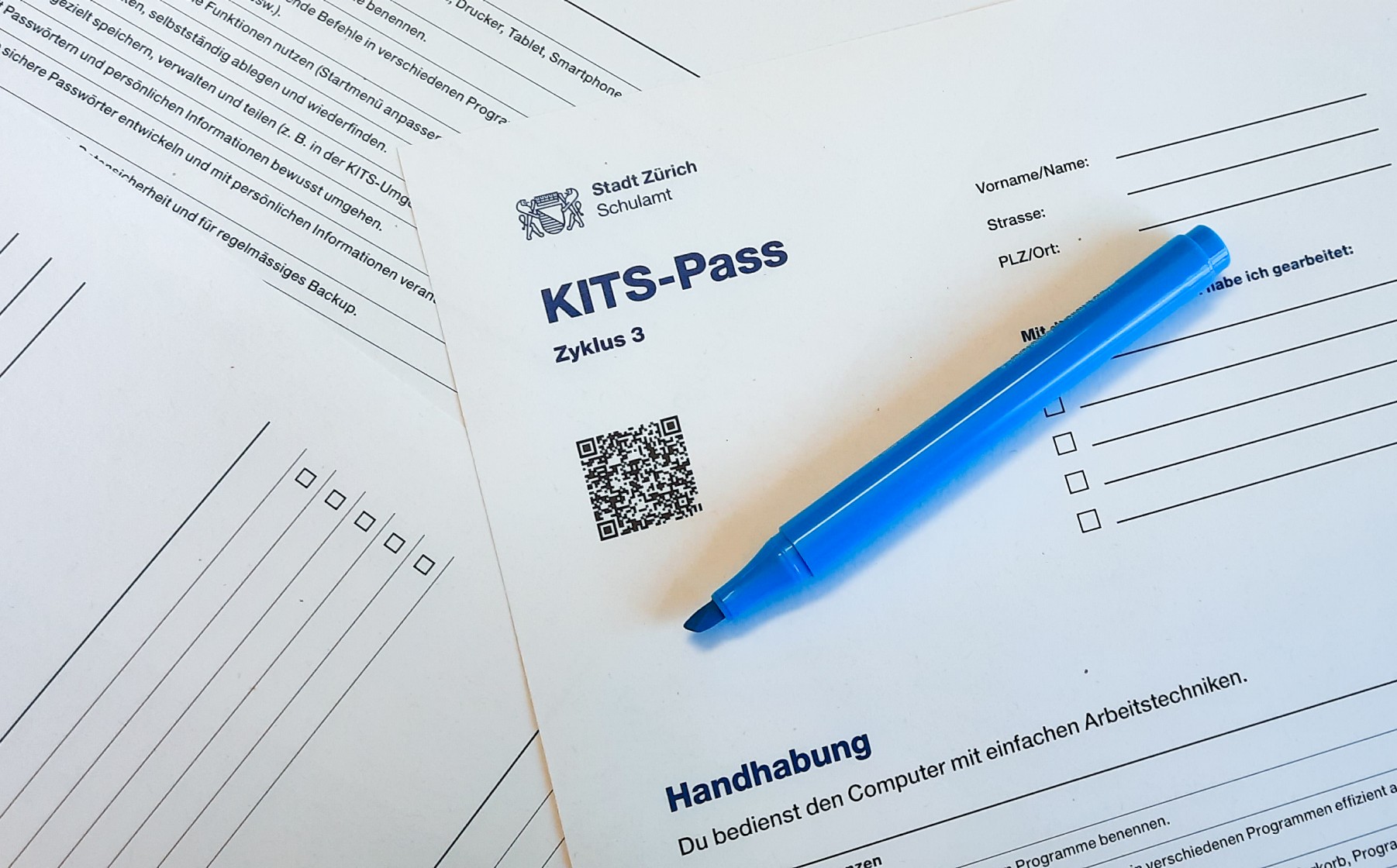 Foto des ausgedruckten KITS-Passes des Zyklus 3