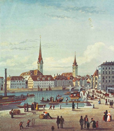 Sonnenquai mit Schifflände um 1845 Sonnenquai mit Schifflände um 1845