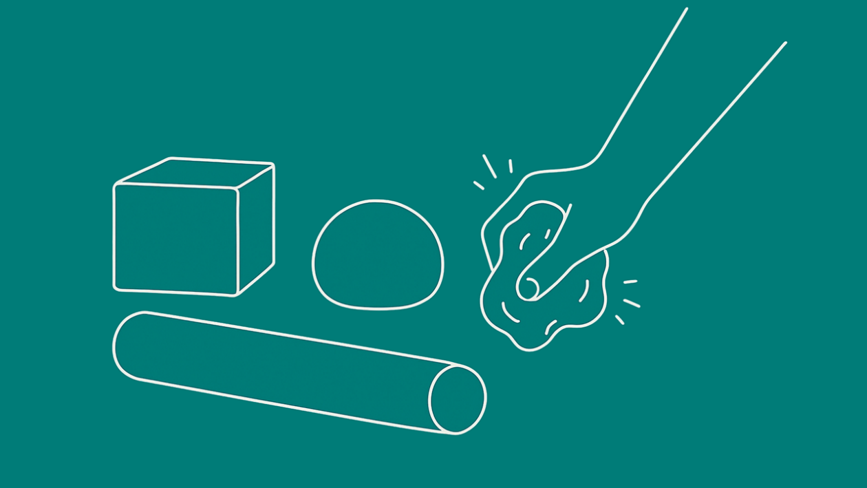 Illustration Salzteig in verschiedenen Formen mit Hand für Spielidee Salzteig