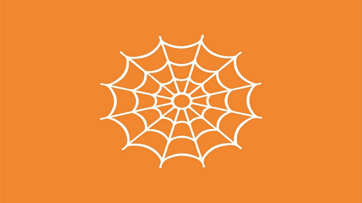 Orange Illustration mit Spinnennetz