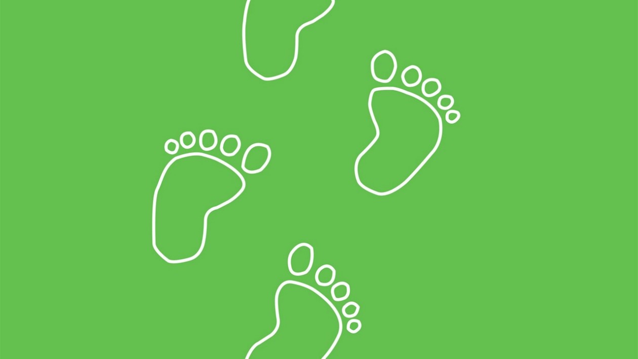 Hellgrüne Illustration mit Fussabdrücken