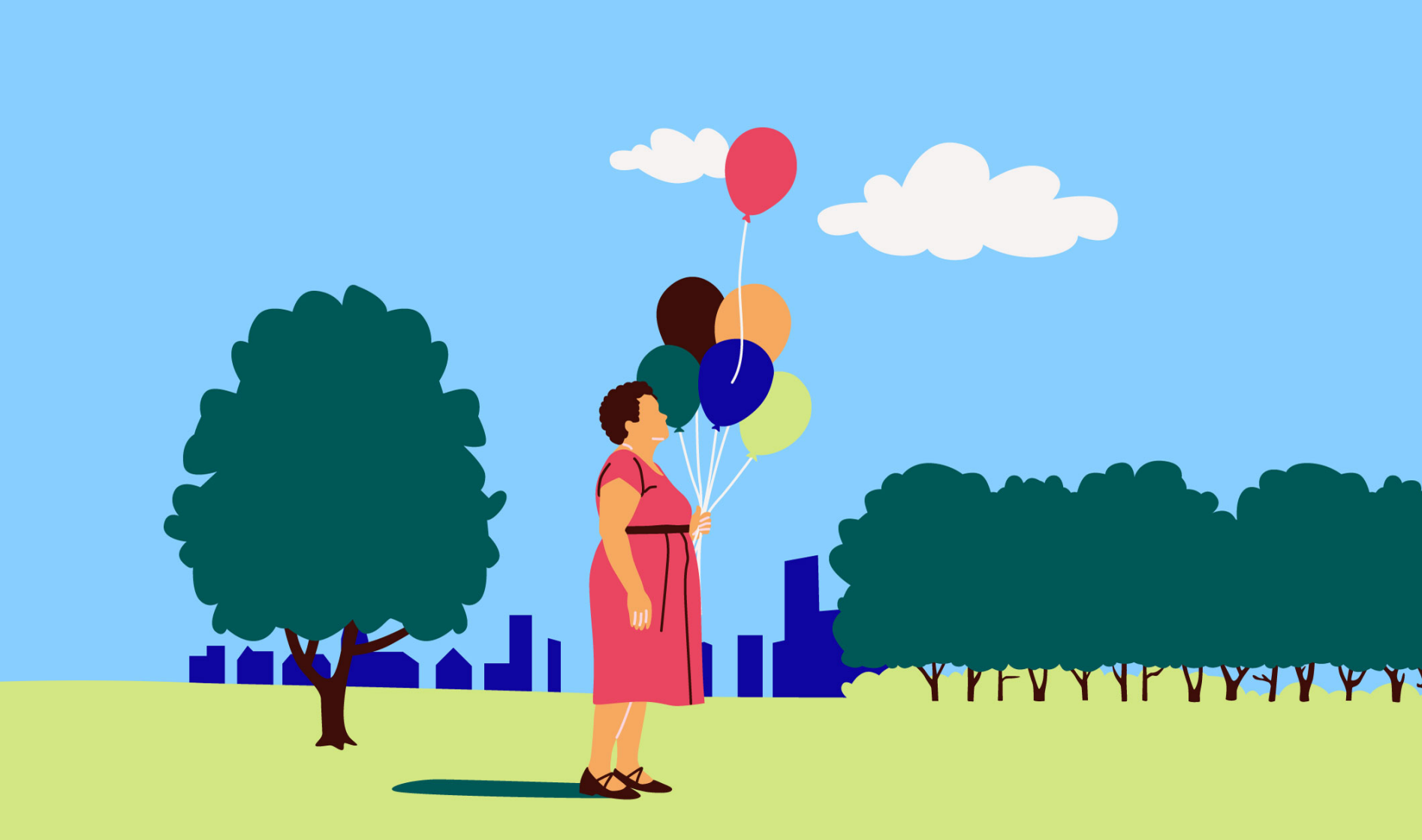 Frau mit Luftballonen