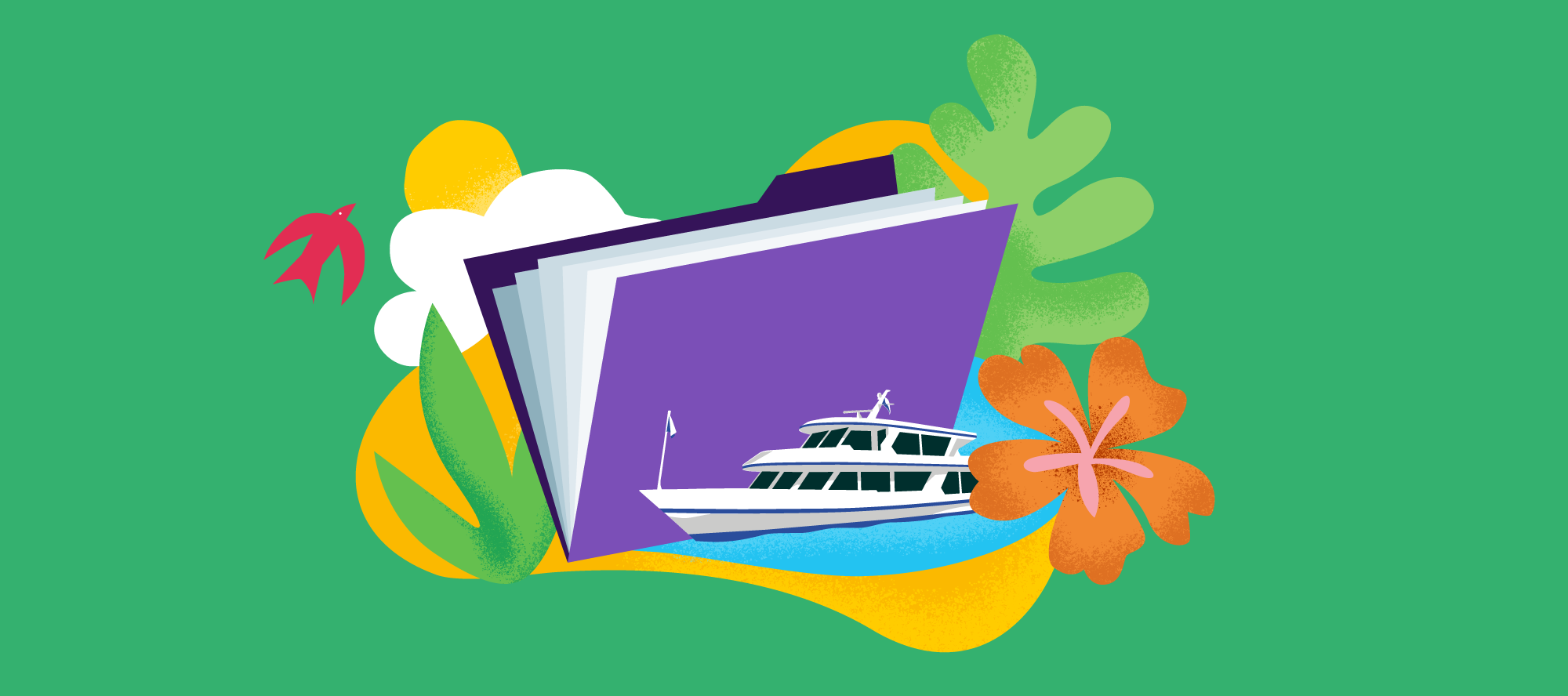 Illustration mit Verzeichnis, Schiff auf Zürichsee