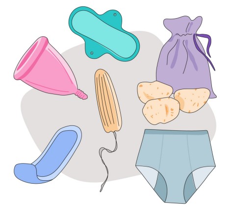 Symbolbild verschiedene Menstruationsprodukte