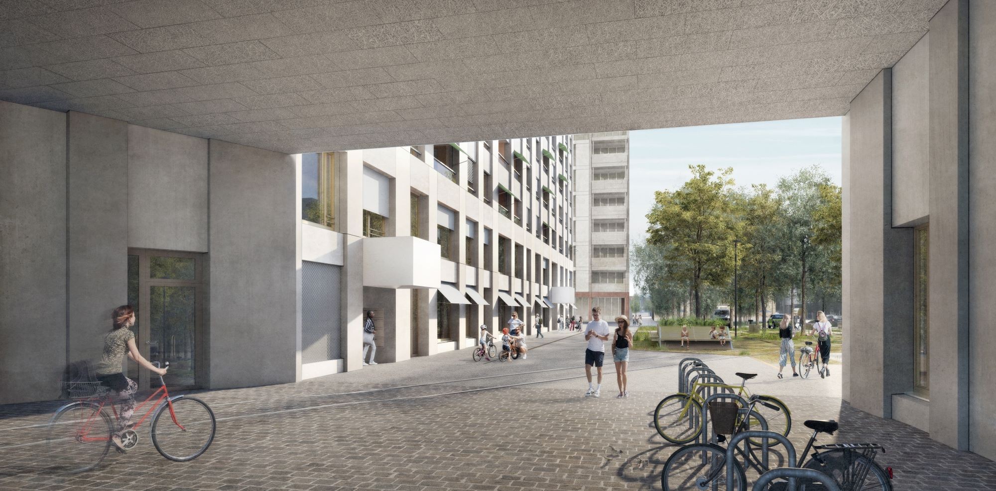 Die Gewerbeflächen (Visualisierung: Gut & Schoep Architekten GmbH)